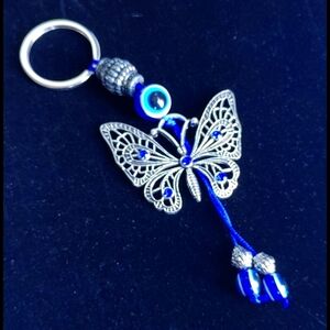 Blue Evil Eye Butterfly Key Holder